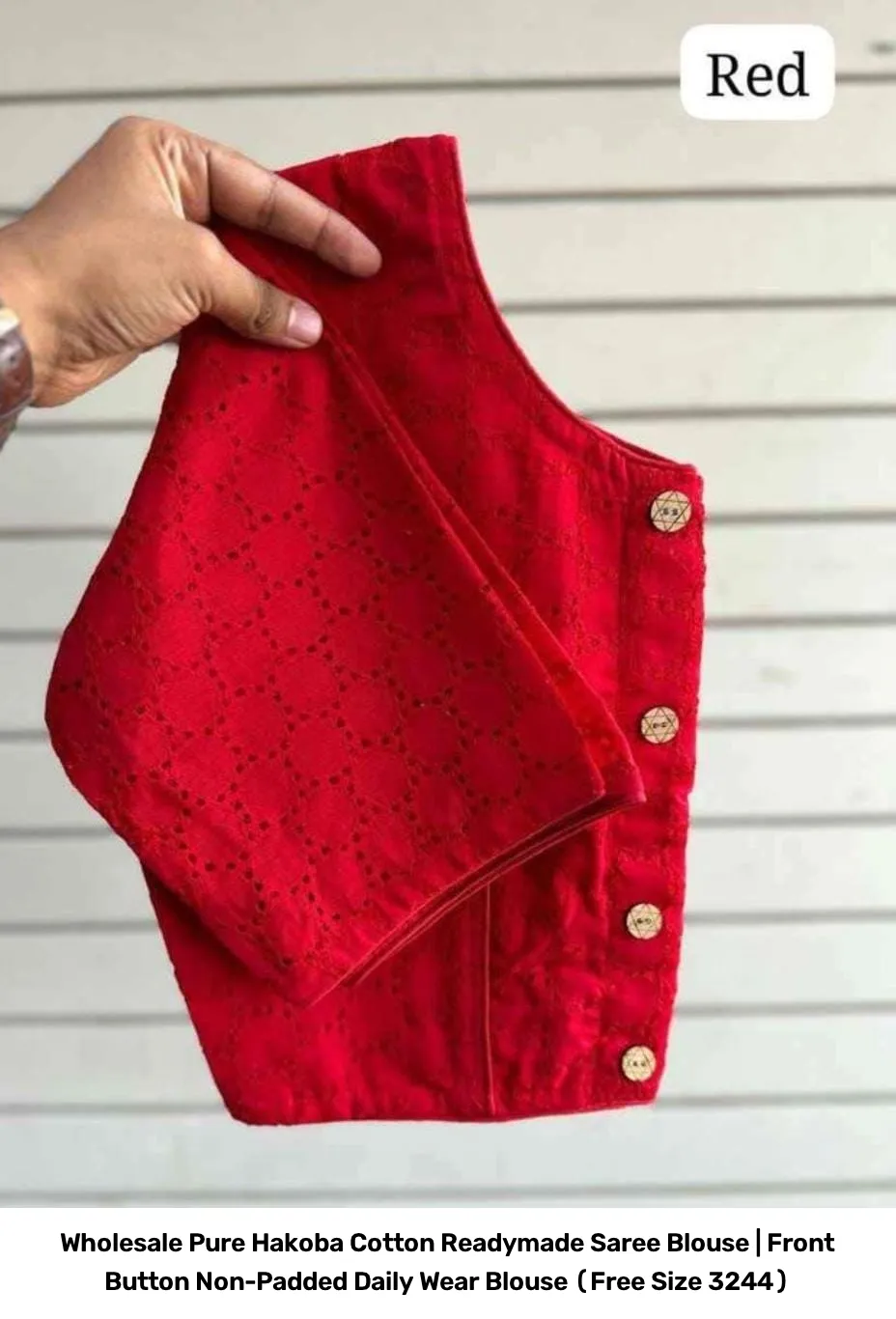Wholesale Pure Hakoba Cotton Readymade Saree Blouse | Front Button Non-Padded Daily Wear Blouse (Free Size 32–44) 11