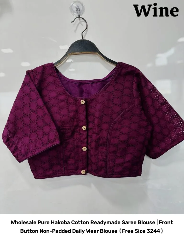 Wholesale Pure Hakoba Cotton Readymade Saree Blouse | Front Button Non-Padded Daily Wear Blouse (Free Size 32–44) 12