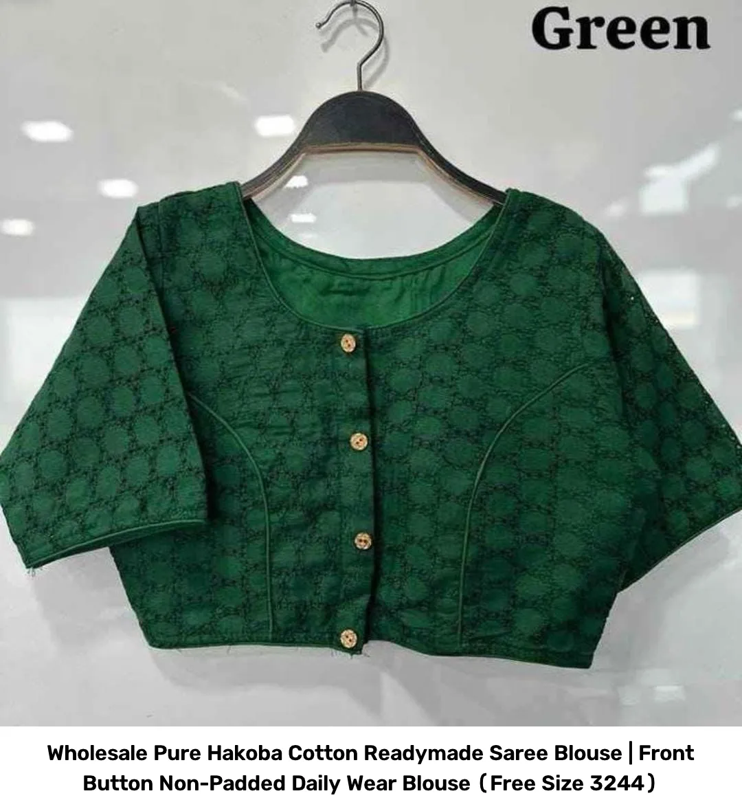 Wholesale Pure Hakoba Cotton Readymade Saree Blouse | Front Button Non-Padded Daily Wear Blouse (Free Size 32–44) 13