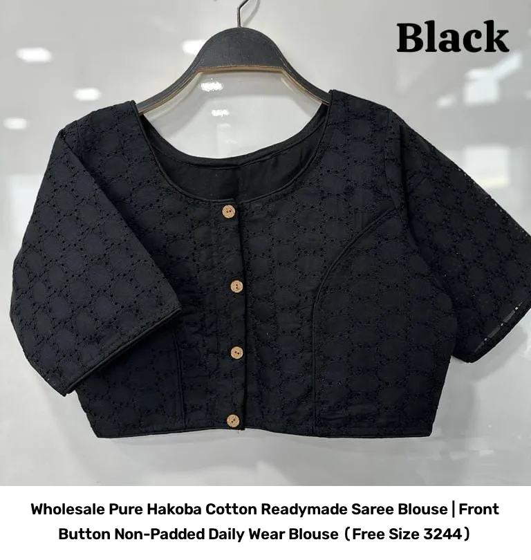 Wholesale Pure Hakoba Cotton Readymade Saree Blouse | Front Button Non-Padded Daily Wear Blouse (Free Size 32–44) 16