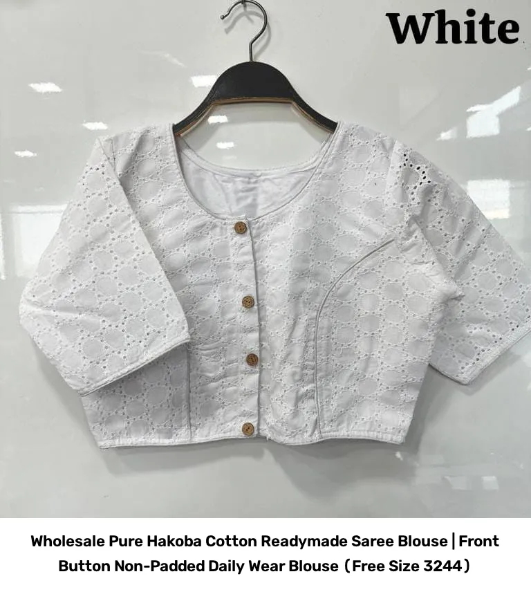 Wholesale Pure Hakoba Cotton Readymade Saree Blouse | Front Button Non-Padded Daily Wear Blouse (Free Size 32–44) 19
