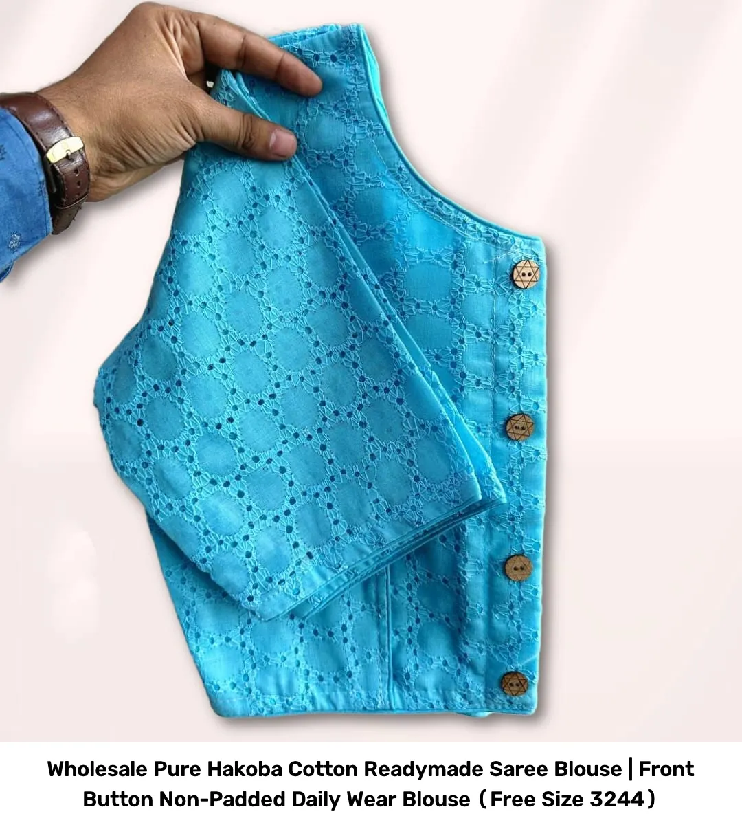 Wholesale Pure Hakoba Cotton Readymade Saree Blouse | Front Button Non-Padded Daily Wear Blouse (Free Size 32–44) 6