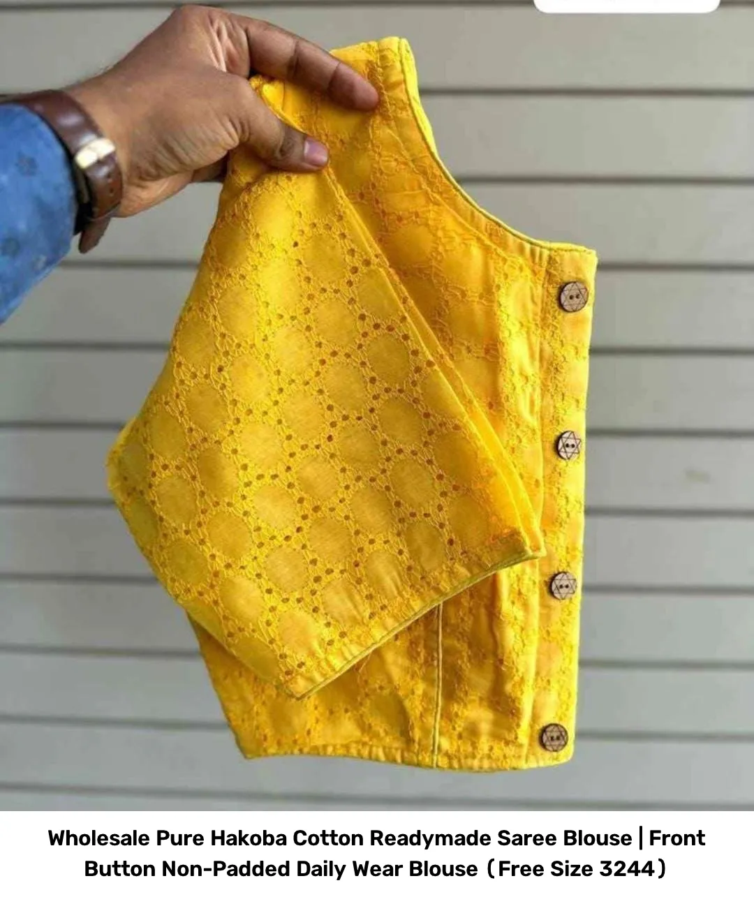 Wholesale Pure Hakoba Cotton Readymade Saree Blouse | Front Button Non-Padded Daily Wear Blouse (Free Size 32–44) 8