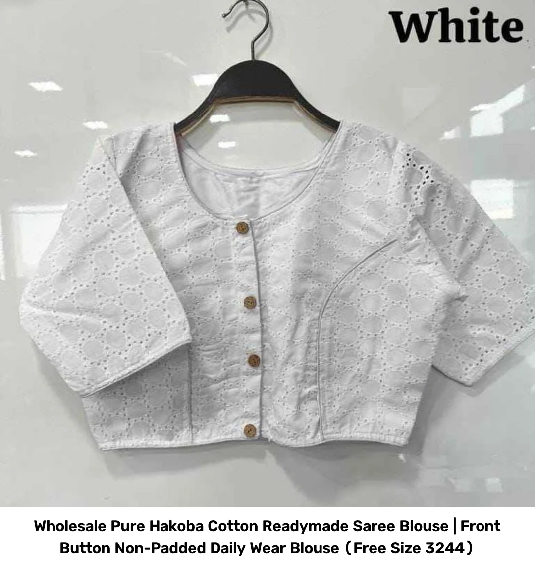 Wholesale Pure Hakoba Cotton Readymade Saree Blouse | Front Button Non-Padded Daily Wear Blouse (Free Size 32–44) 9