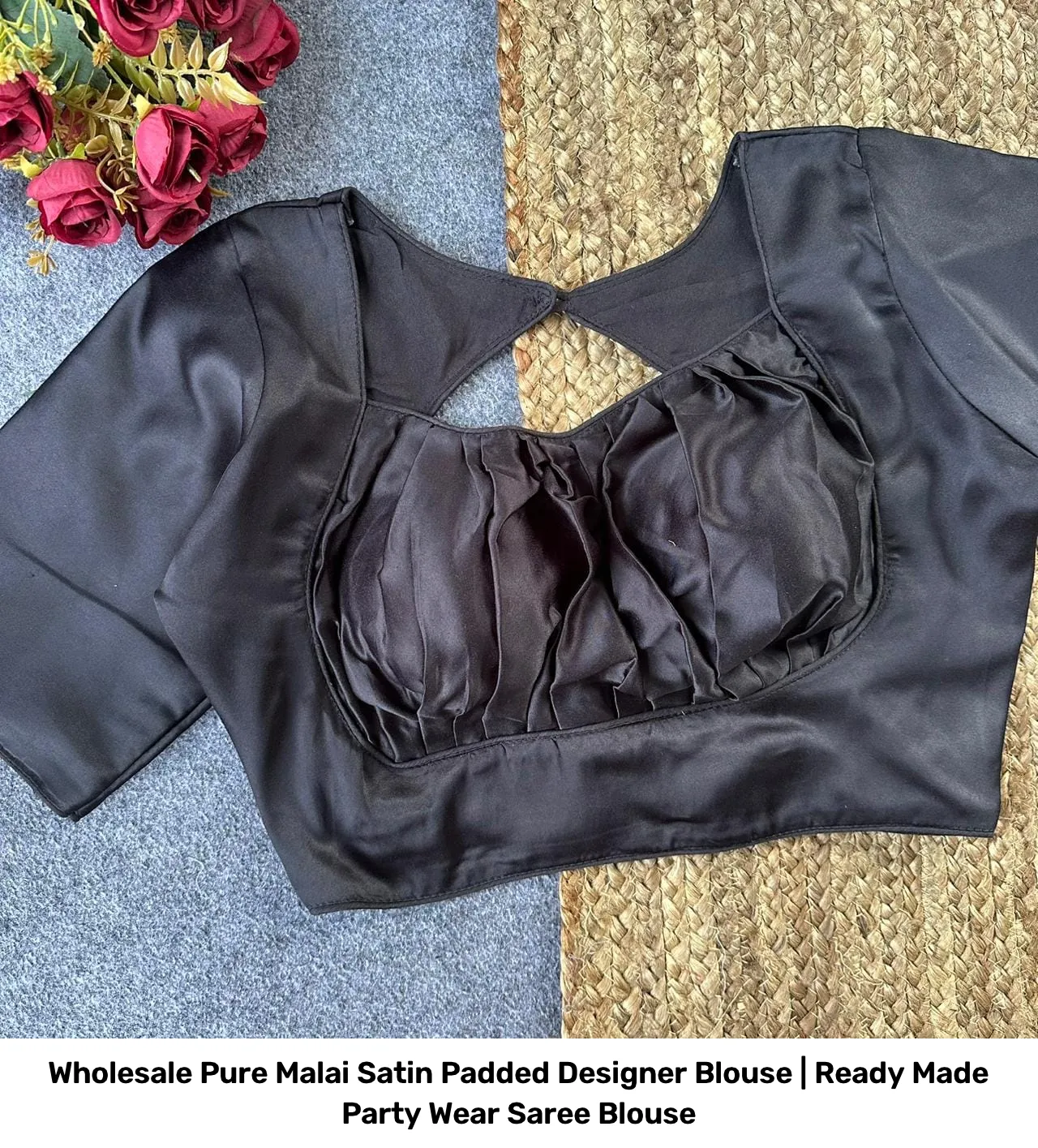 Wholesale Pure Malai Satin Padded Designer Blouse | Ready Made Party Wear Saree Blouse 3