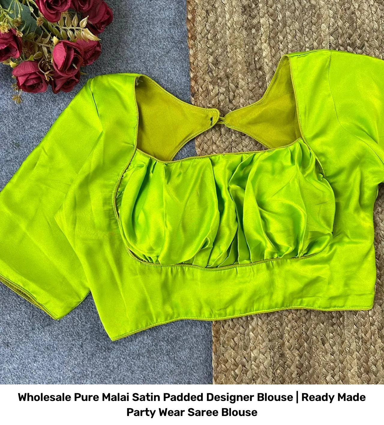 Wholesale Pure Malai Satin Padded Designer Blouse | Ready Made Party Wear Saree Blouse 5
