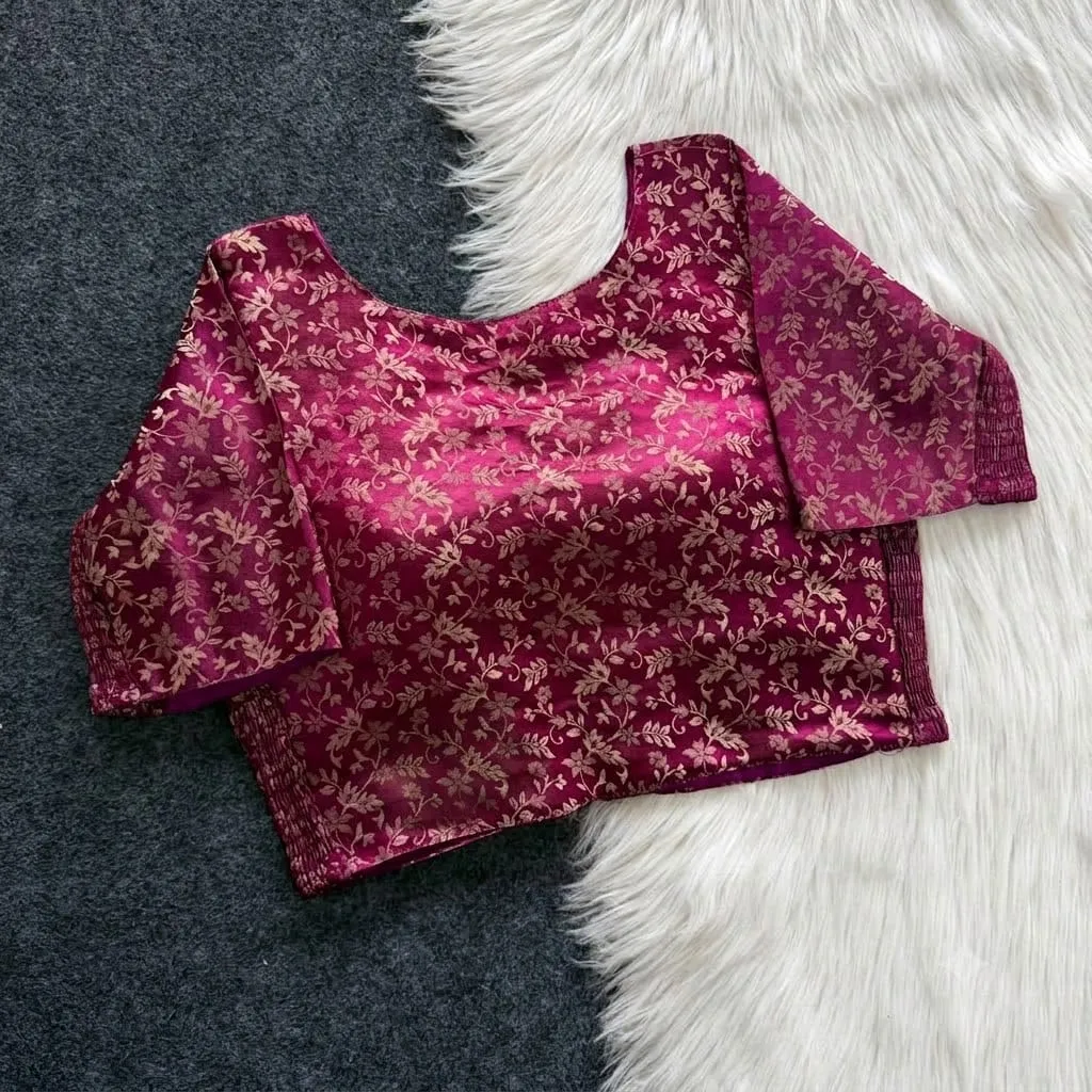 Wholesale Stretchable Banarasi Silk Blouse – Side Elastic Festive Wear