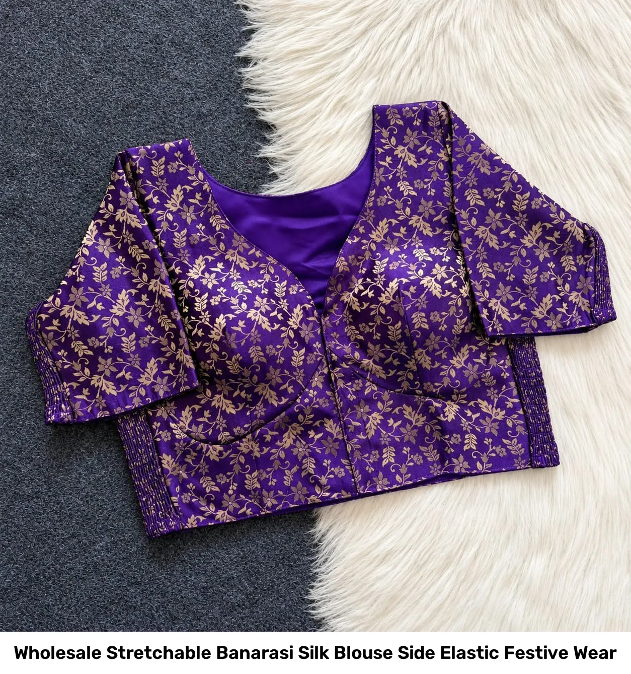 Wholesale Stretchable Banarasi Silk Blouse – Side Elastic Festive Wear 10