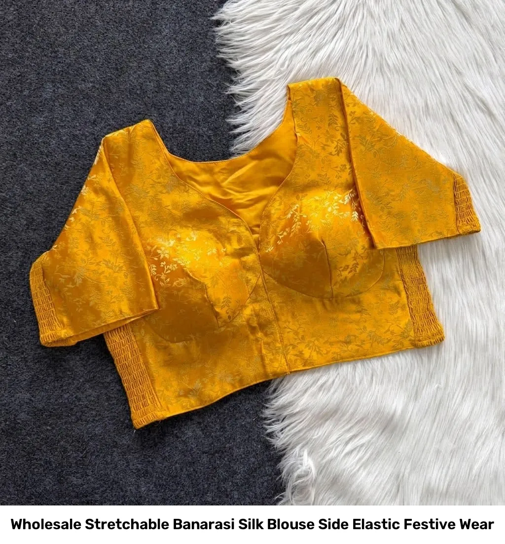 Wholesale Stretchable Banarasi Silk Blouse – Side Elastic Festive Wear 2