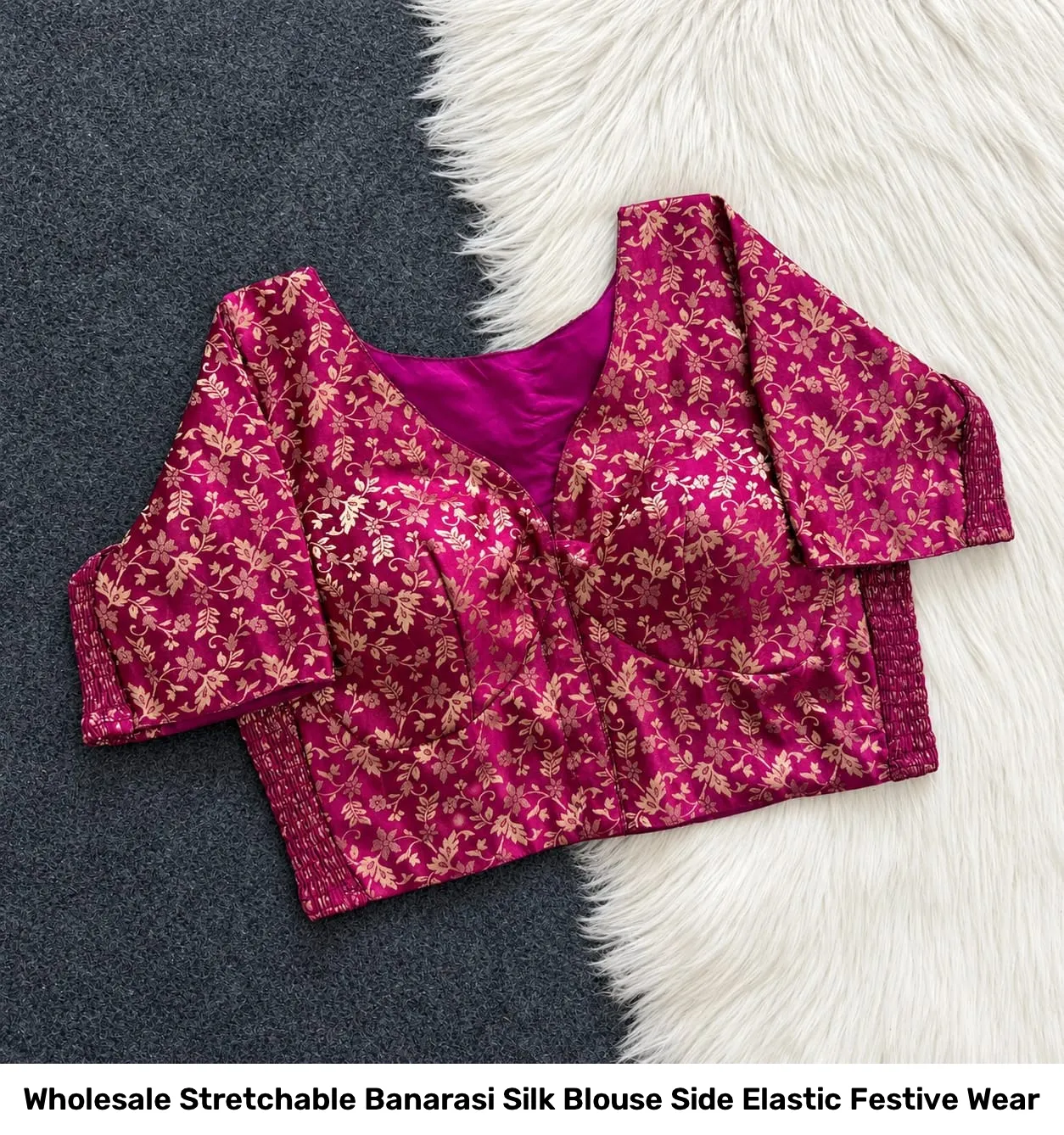 Wholesale Stretchable Banarasi Silk Blouse – Side Elastic Festive Wear 5
