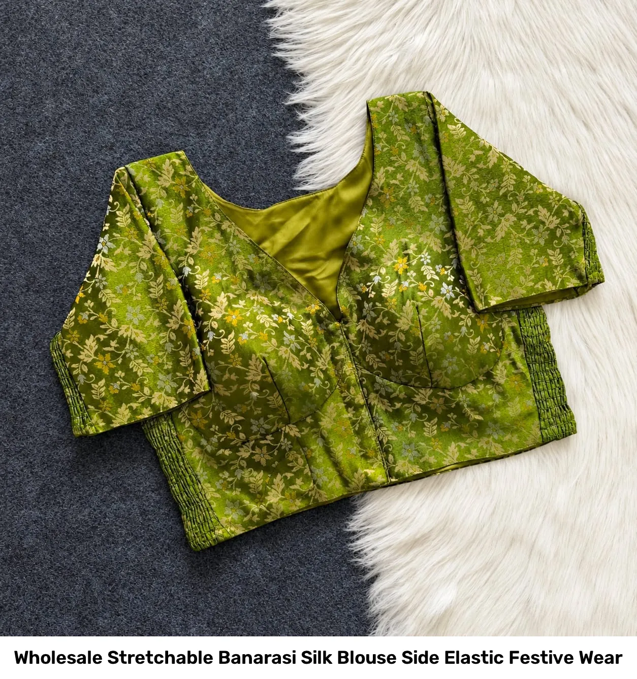 Wholesale Stretchable Banarasi Silk Blouse – Side Elastic Festive Wear 6
