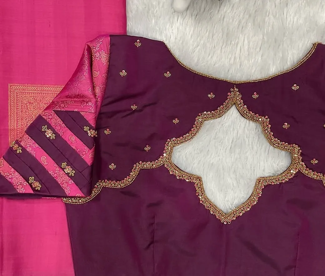 Wine Purple Cutwork Maggam Blouse | Factory Wholesale Price
