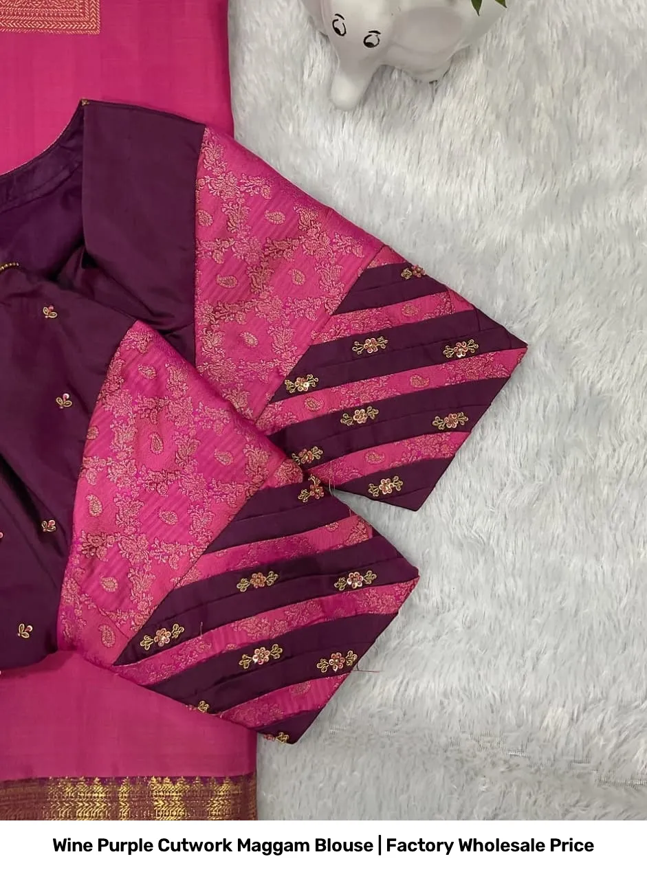 Wine Purple Cutwork Maggam Blouse | Factory Wholesale Price 2