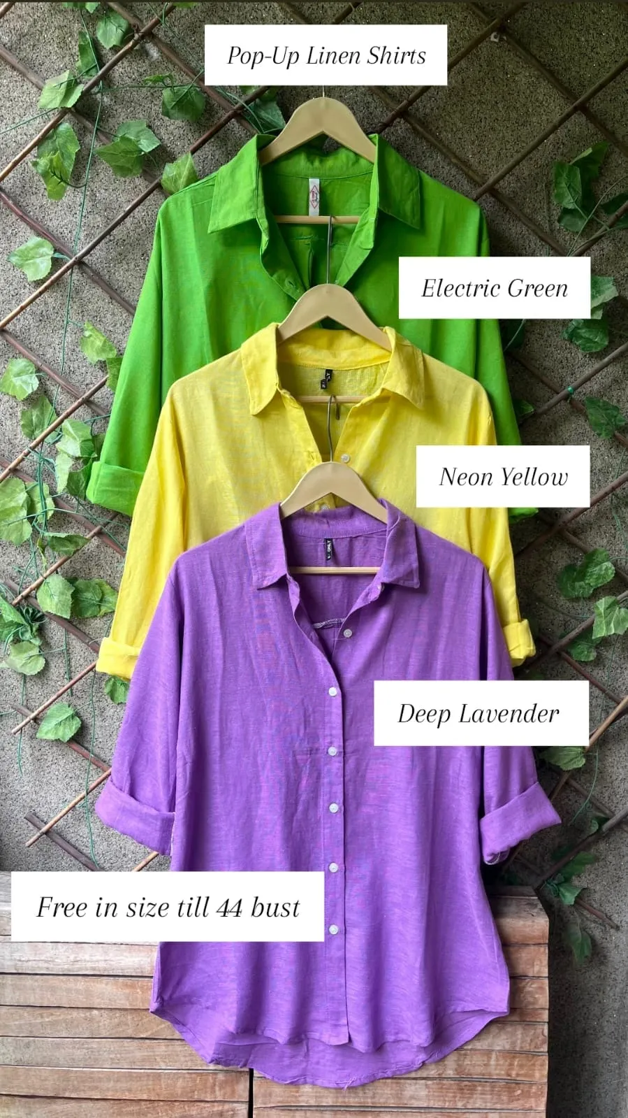 Women's Cotton Linen Blend Oversized Button-Down Shirt | Casual Loose Fit Pop-Up Collar Shirt (Free Size up to 44 Bust)