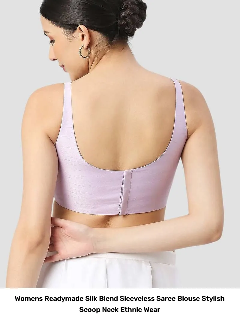 Women’s Readymade Silk Blend Sleeveless Saree Blouse – Stylish Scoop Neck Ethnic Wear 5