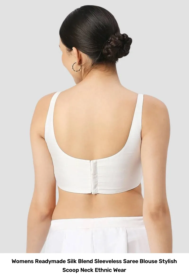 Women’s Readymade Silk Blend Sleeveless Saree Blouse – Stylish Scoop Neck Ethnic Wear 6
