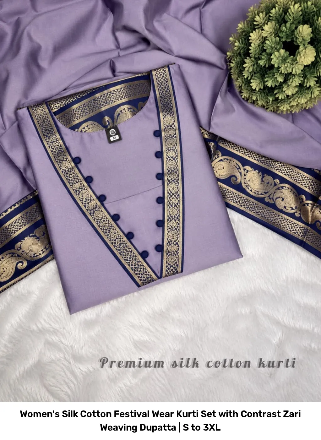 Women's Silk Cotton Festival Wear Kurti Set with Contrast Zari Weaving Dupatta | S to 3XL 19