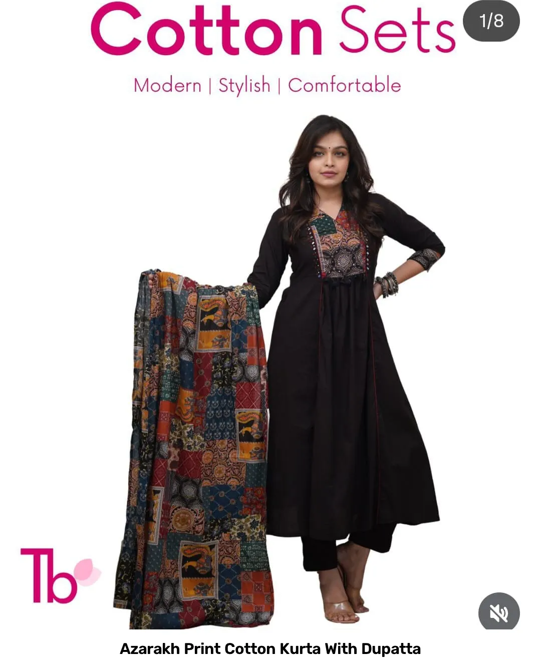 Azarakh Print Cotton Kurta With Dupatta 10