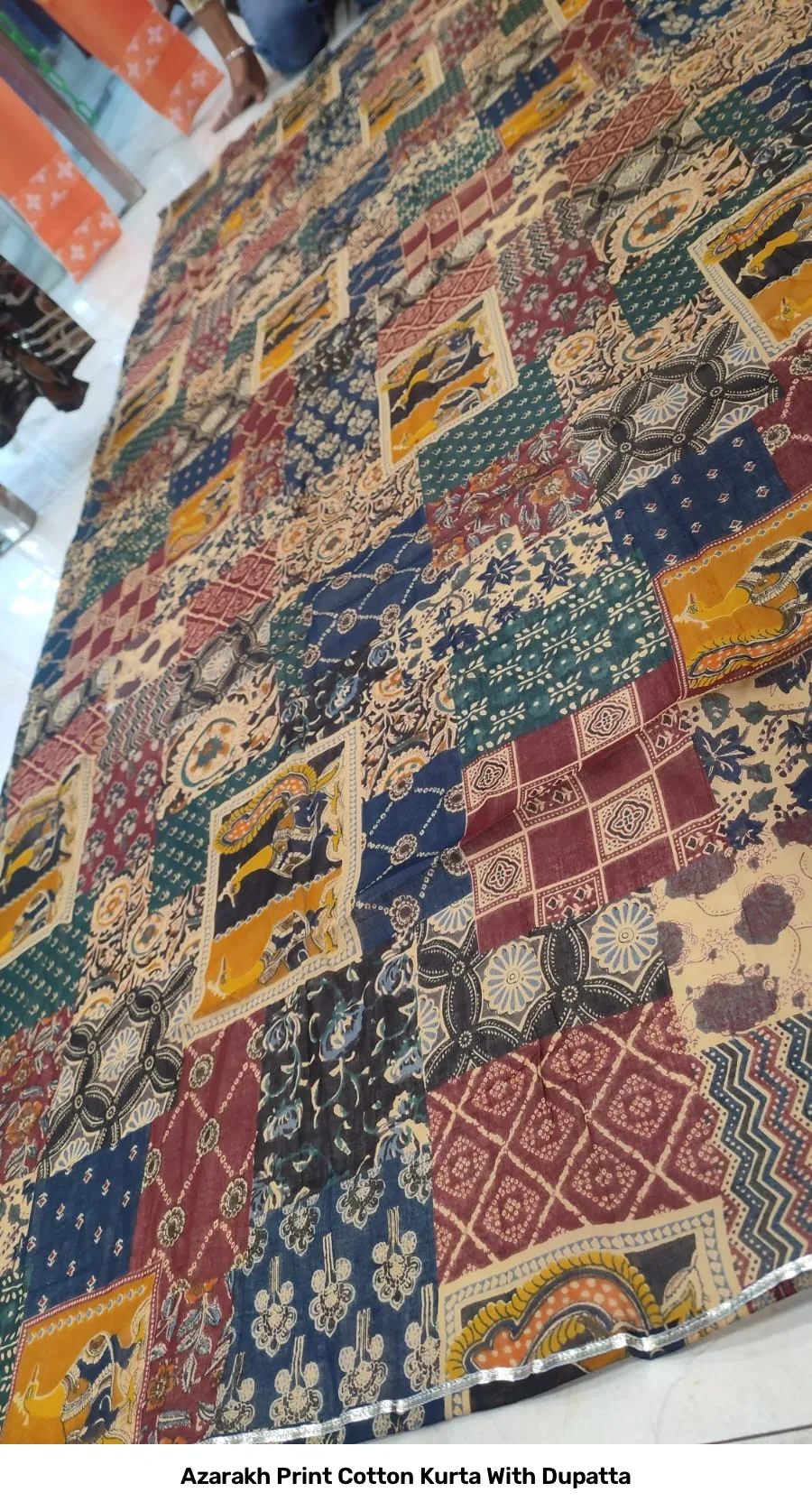 Azarakh Print Cotton Kurta With Dupatta 12