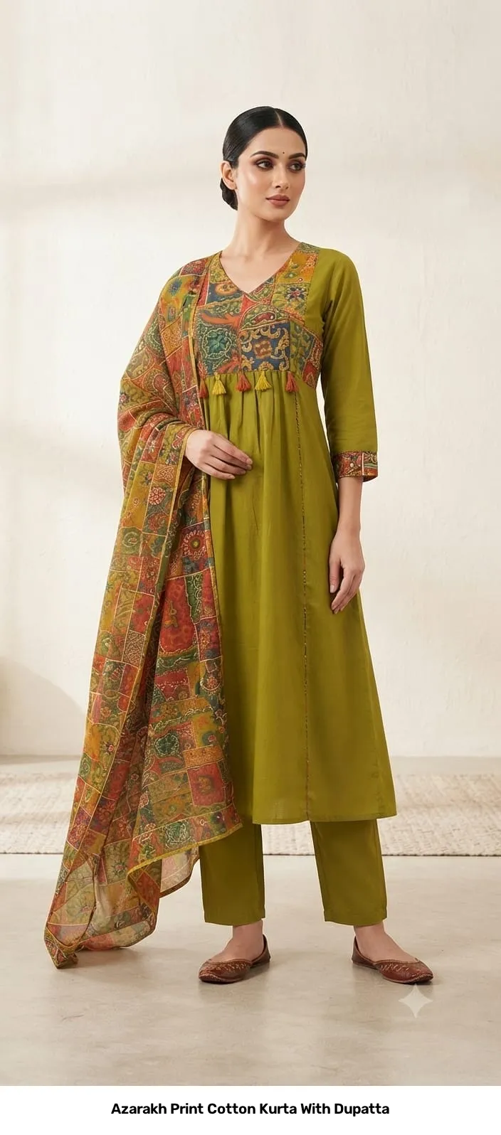 Azarakh Print Cotton Kurta With Dupatta 13