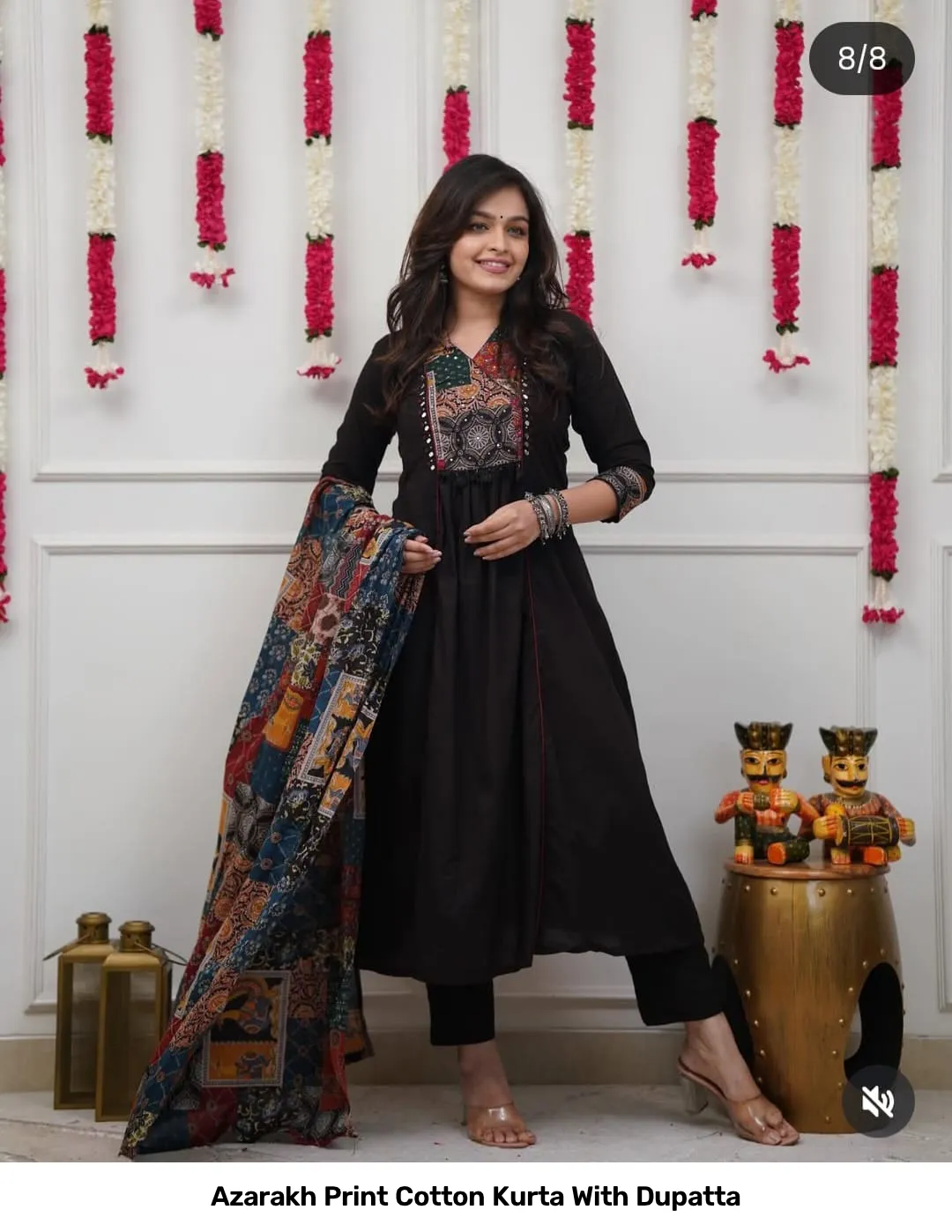 Azarakh Print Cotton Kurta With Dupatta 7