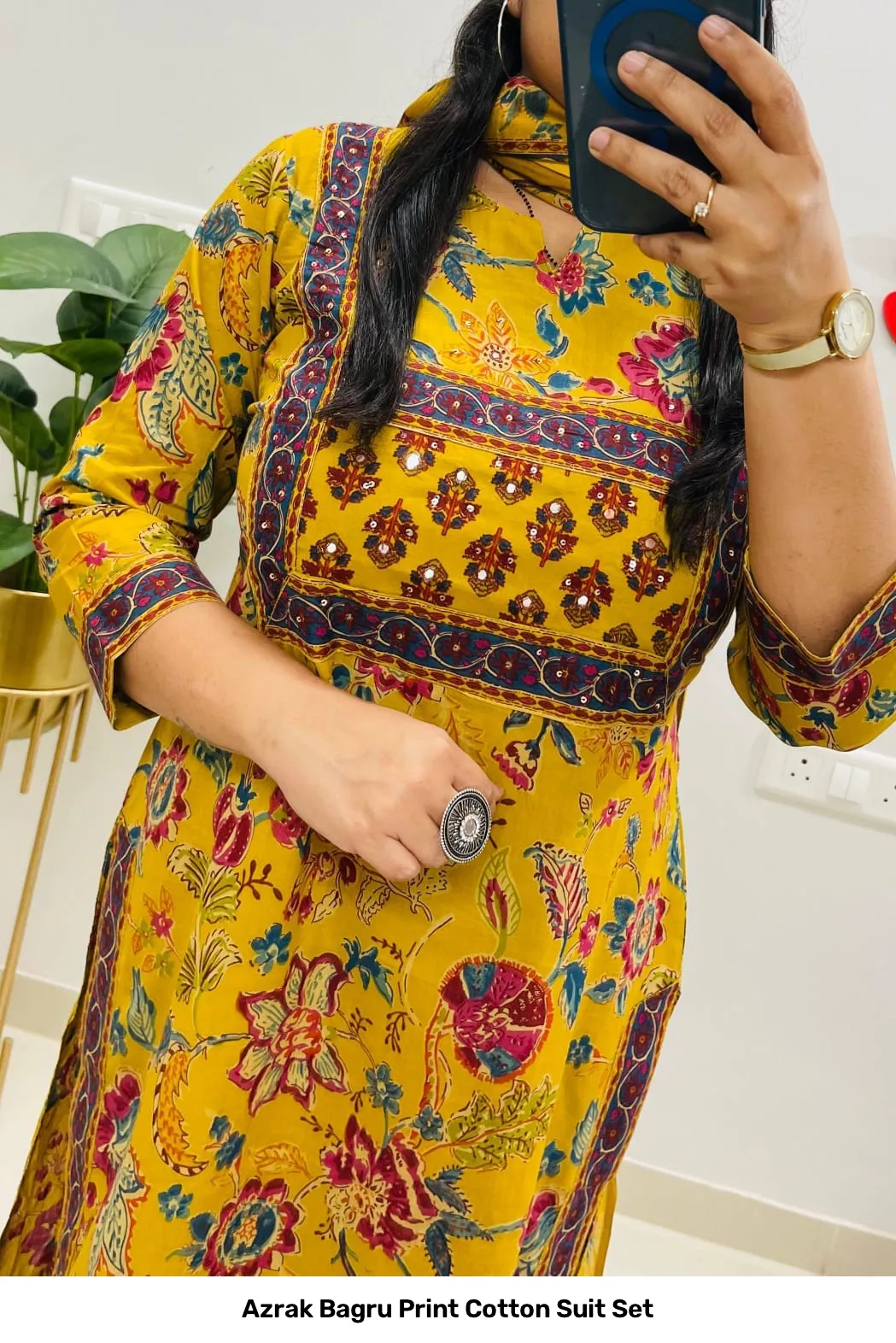 Azrak Bagru Print Cotton Suit Set 3