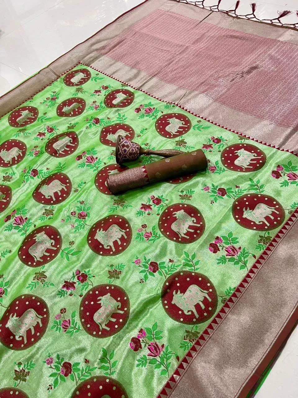 Banarasi Silk Zari Weaving Saree with Brocade Blouse