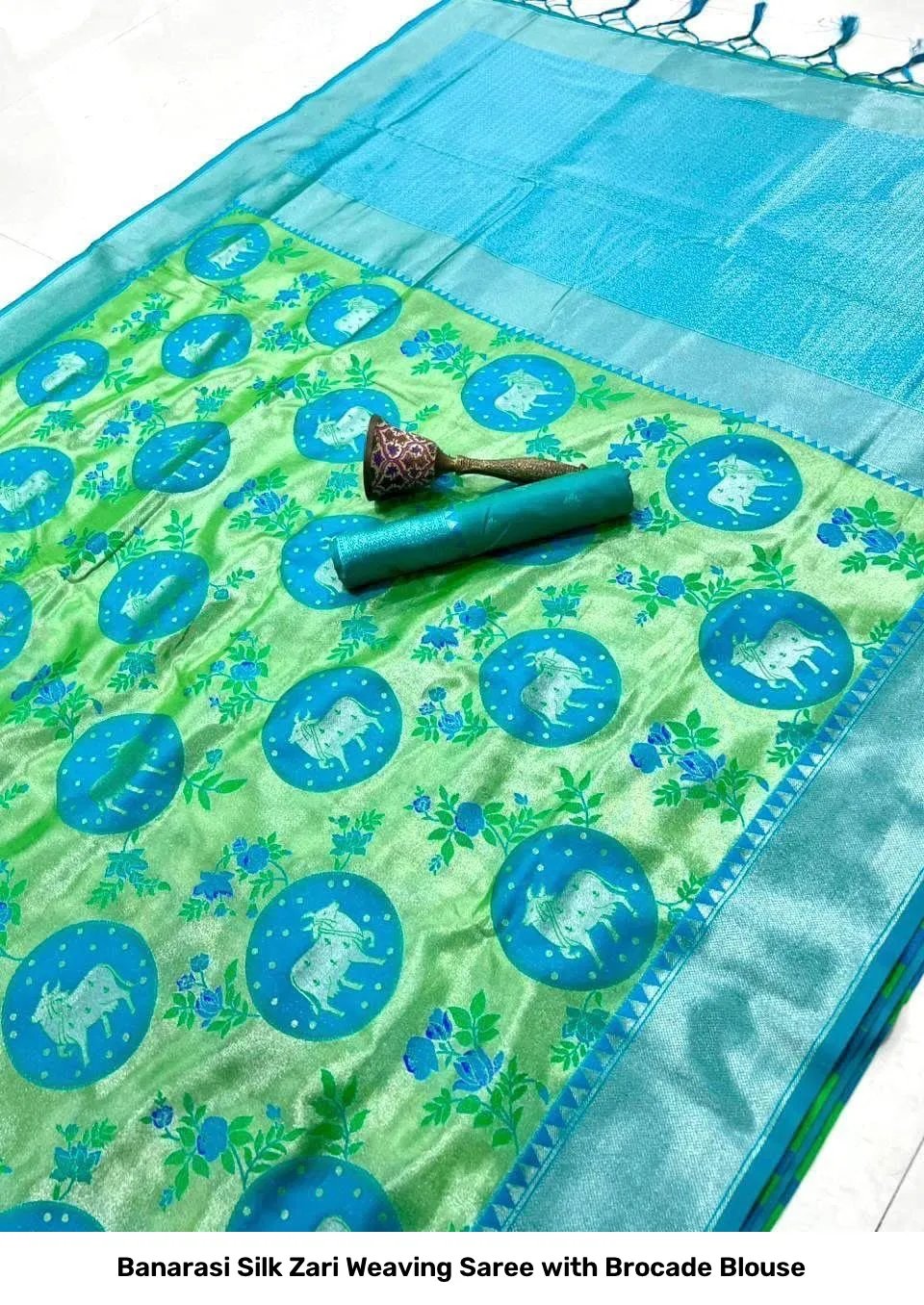 Banarasi Silk Zari Weaving Saree with Brocade Blouse 14