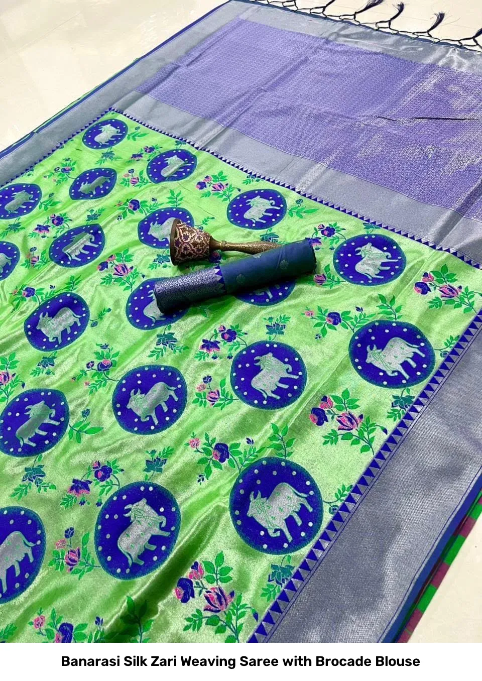Banarasi Silk Zari Weaving Saree with Brocade Blouse 15