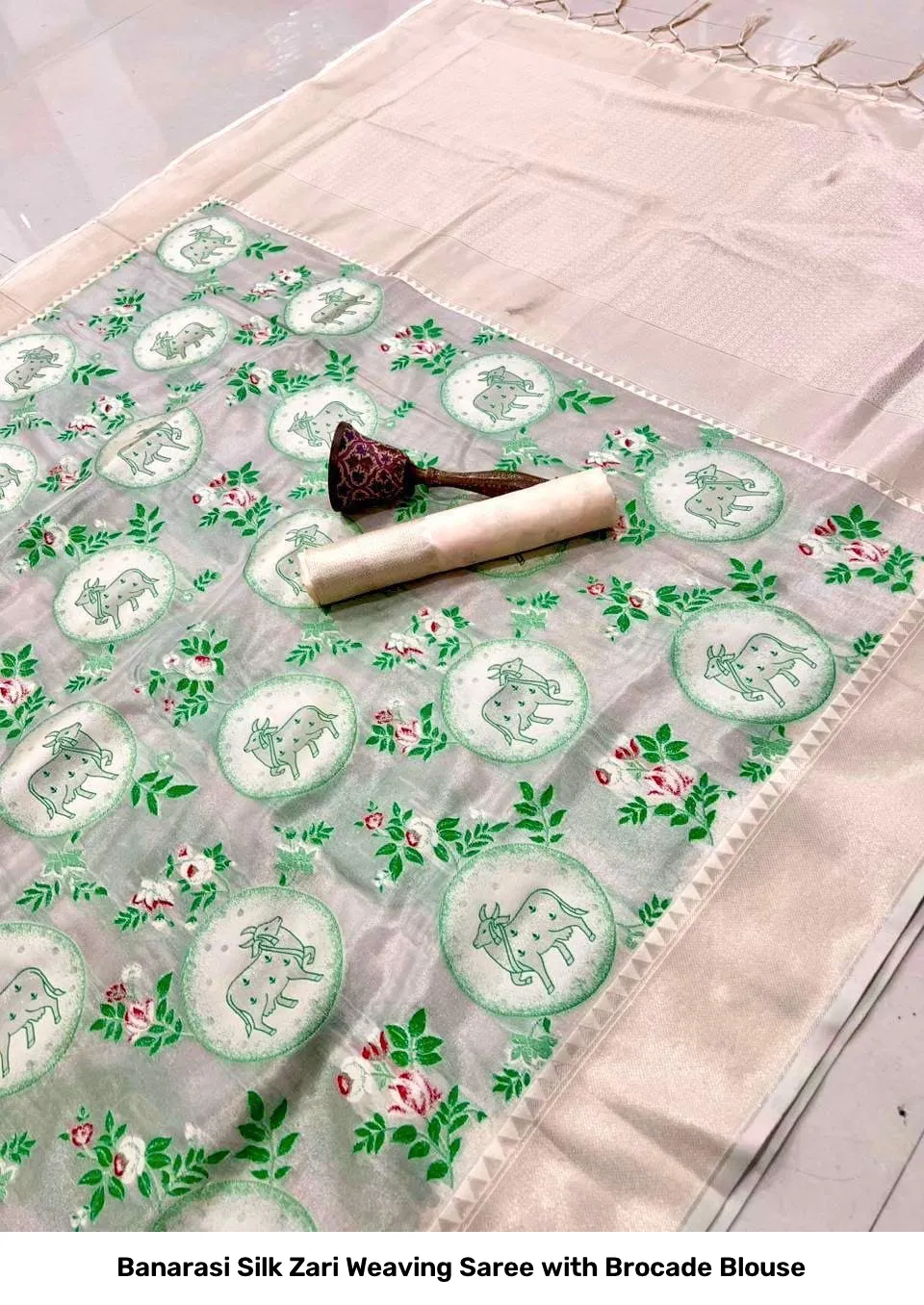 Banarasi Silk Zari Weaving Saree with Brocade Blouse 20