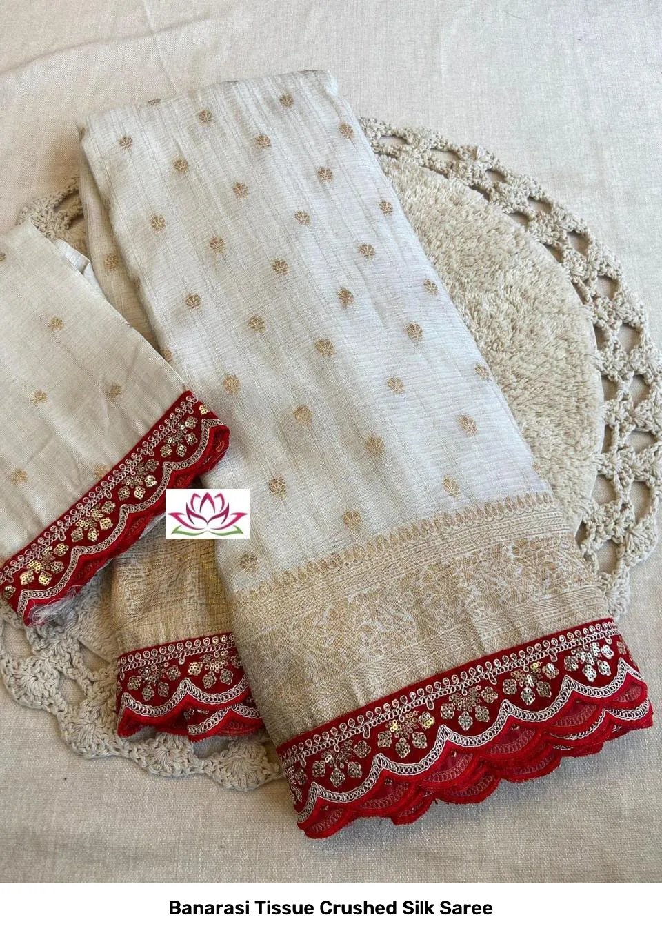 Banarasi Tissue Crushed Silk Saree 11