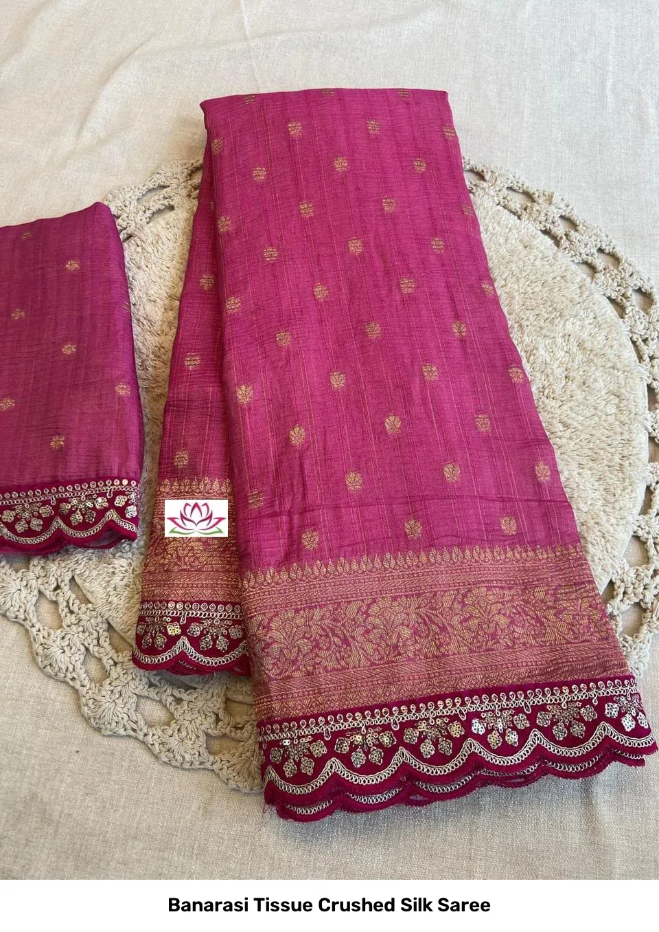 Banarasi Tissue Crushed Silk Saree 12