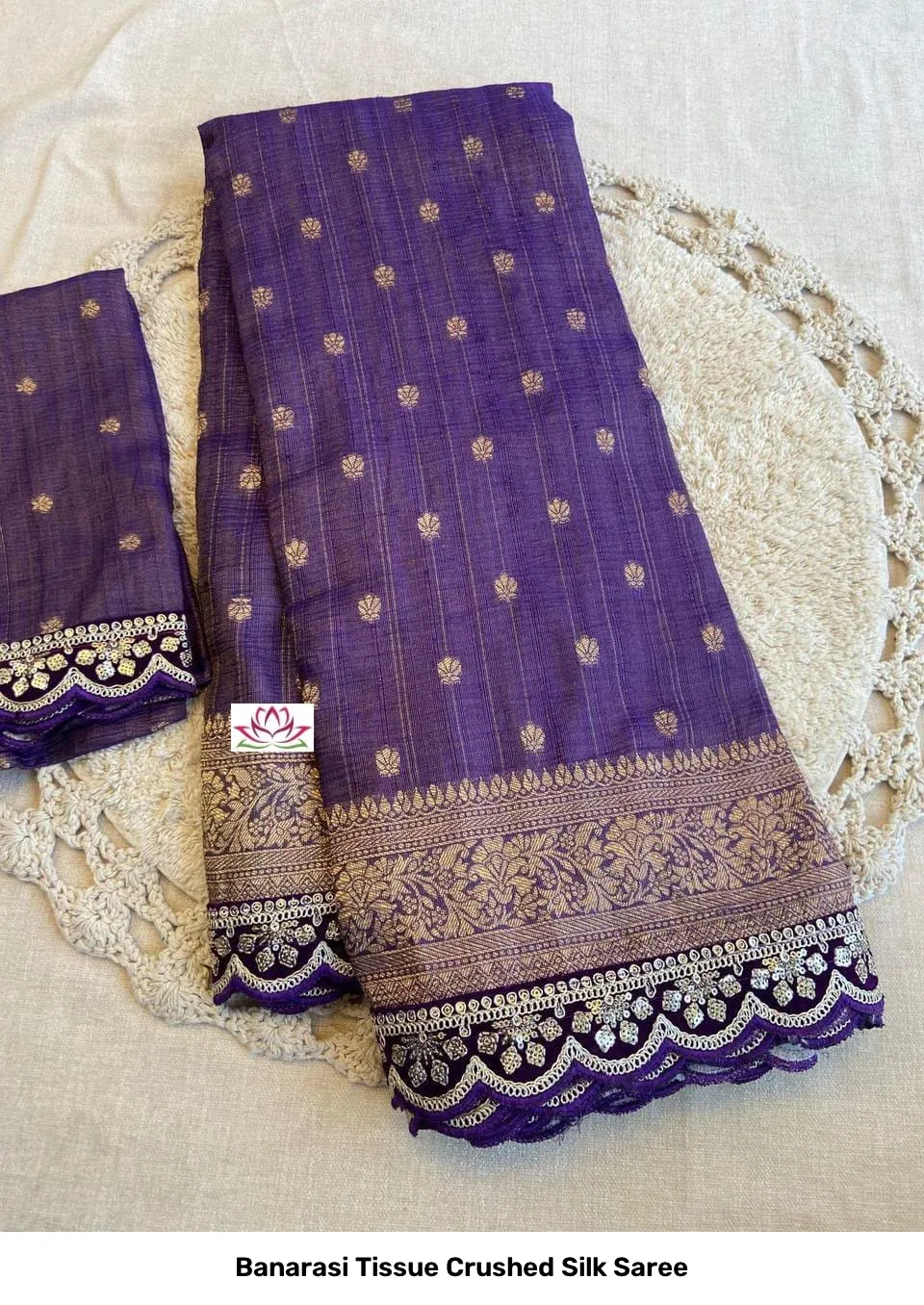 Banarasi Tissue Crushed Silk Saree 3