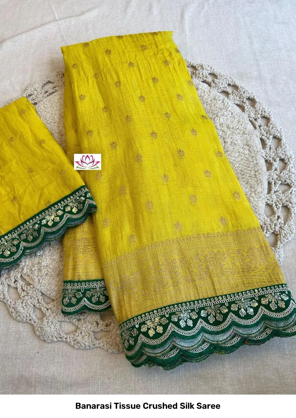 Banarasi Tissue Crushed Silk Saree 4