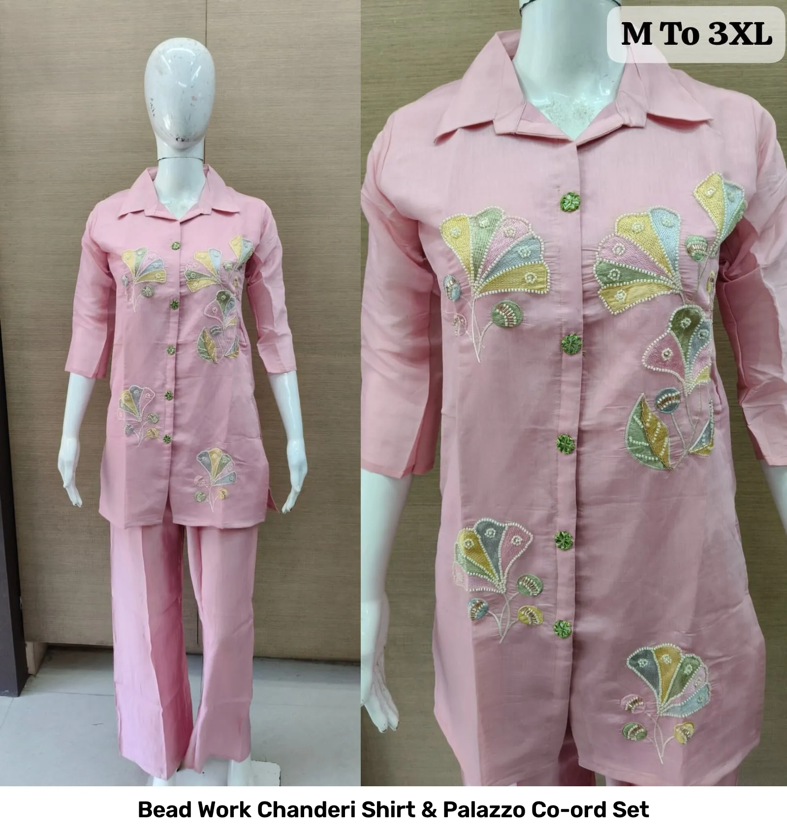 Bead Work Chanderi Shirt & Palazzo Co-ord Set 2