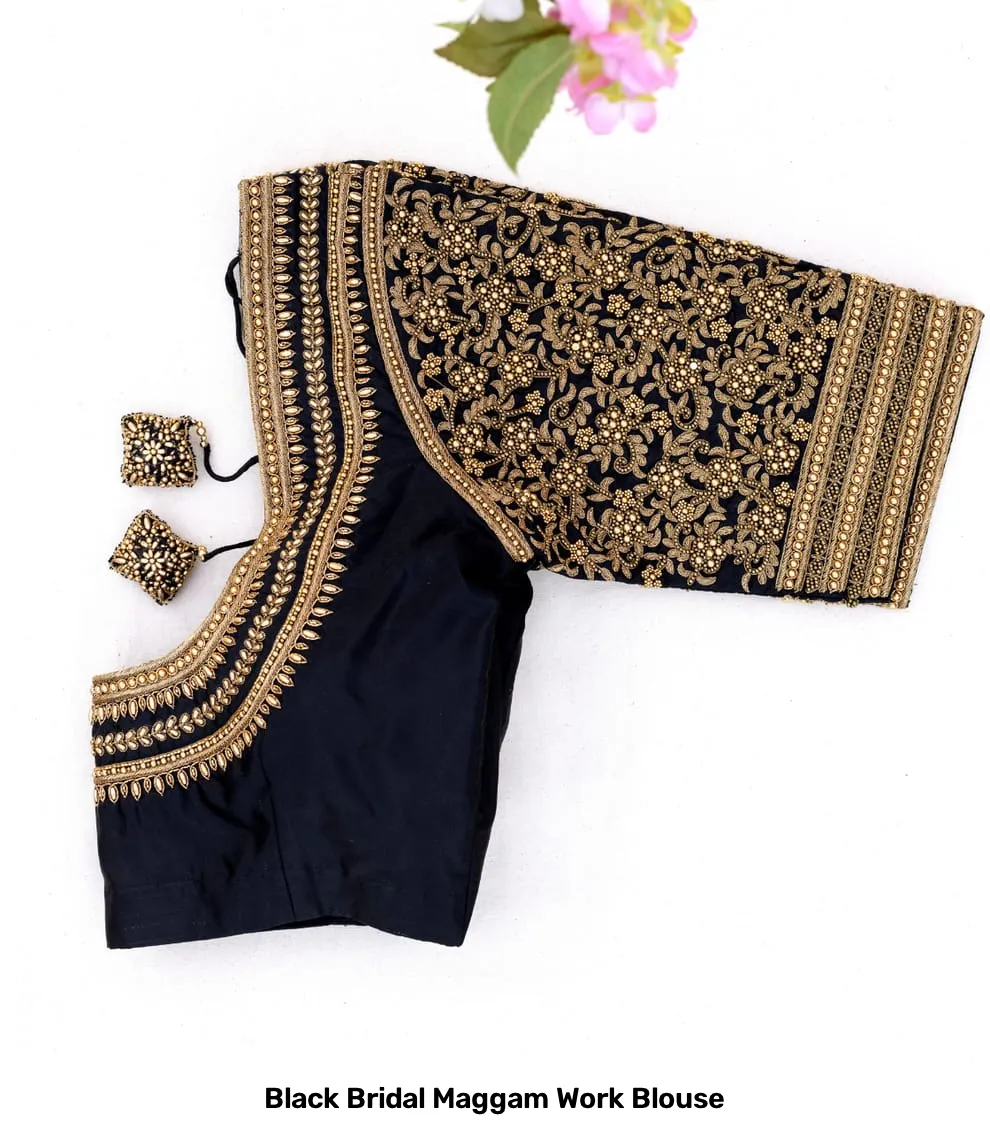 Black Bridal Maggam Work Blouse 3