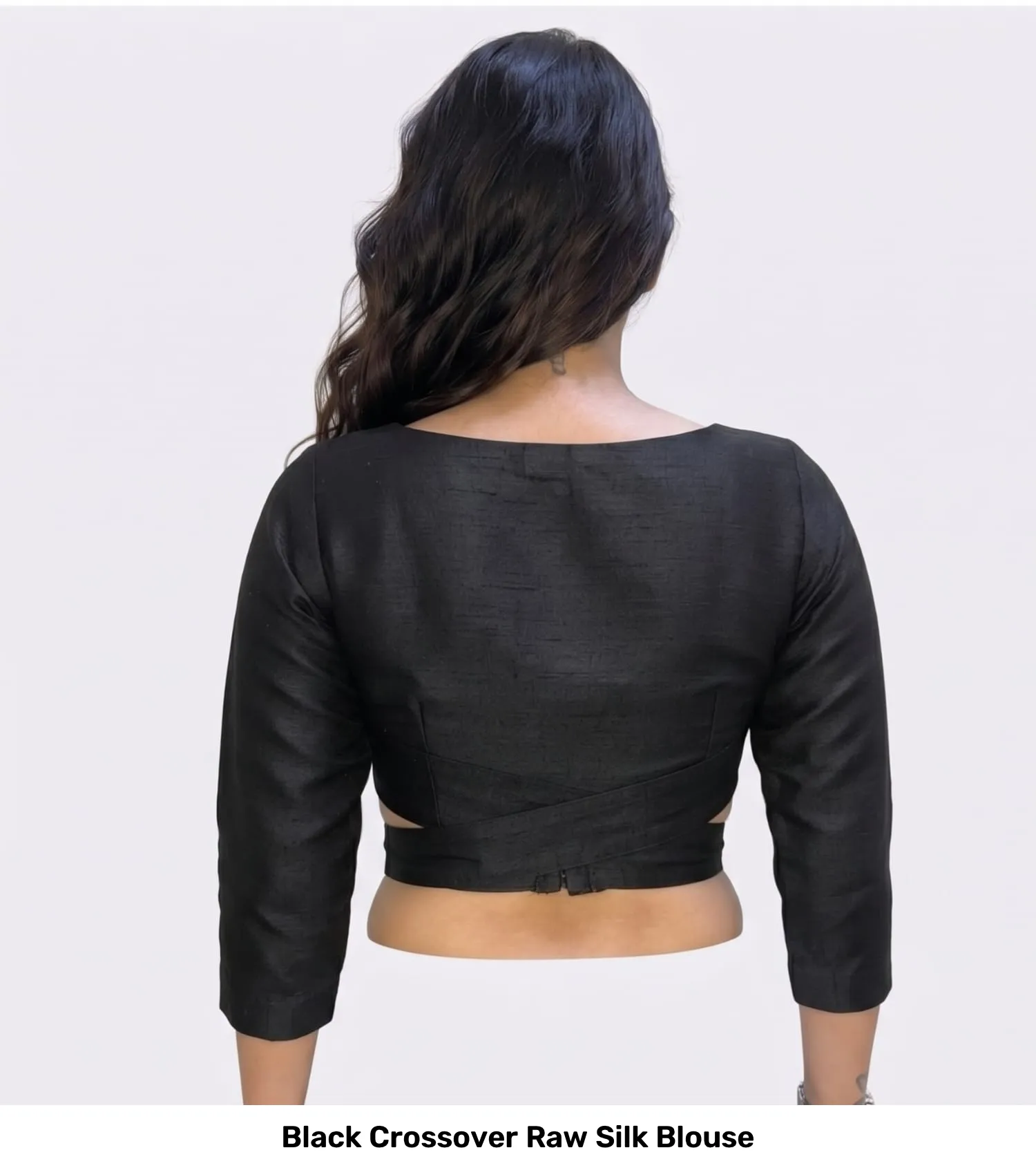 Black Crossover Raw Silk Blouse 2