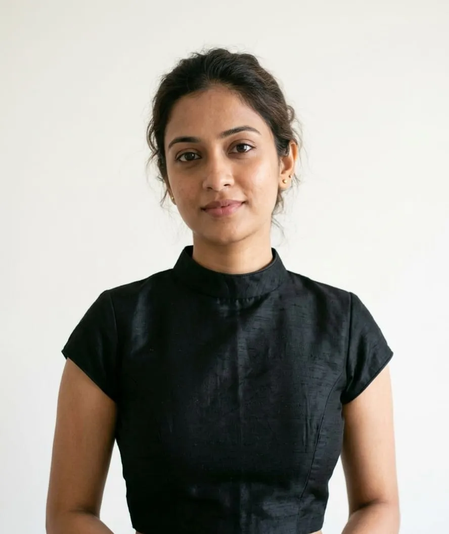 Black Raw Silk High Neck Saree Blouse – Mandarin Collar Cap Sleeve Choli with Back Potli Buttons