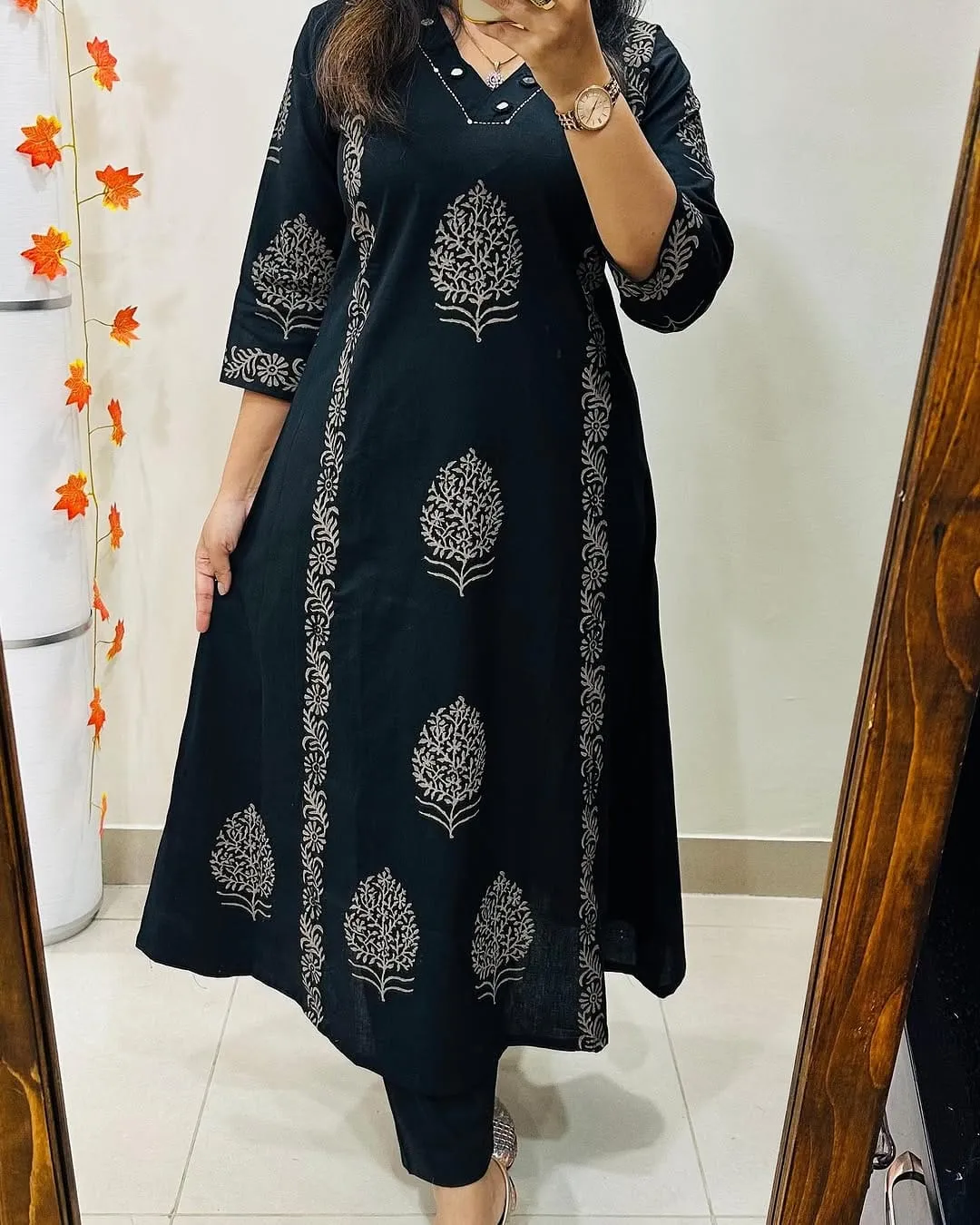 Block Print Cotton Kurti Pant Set