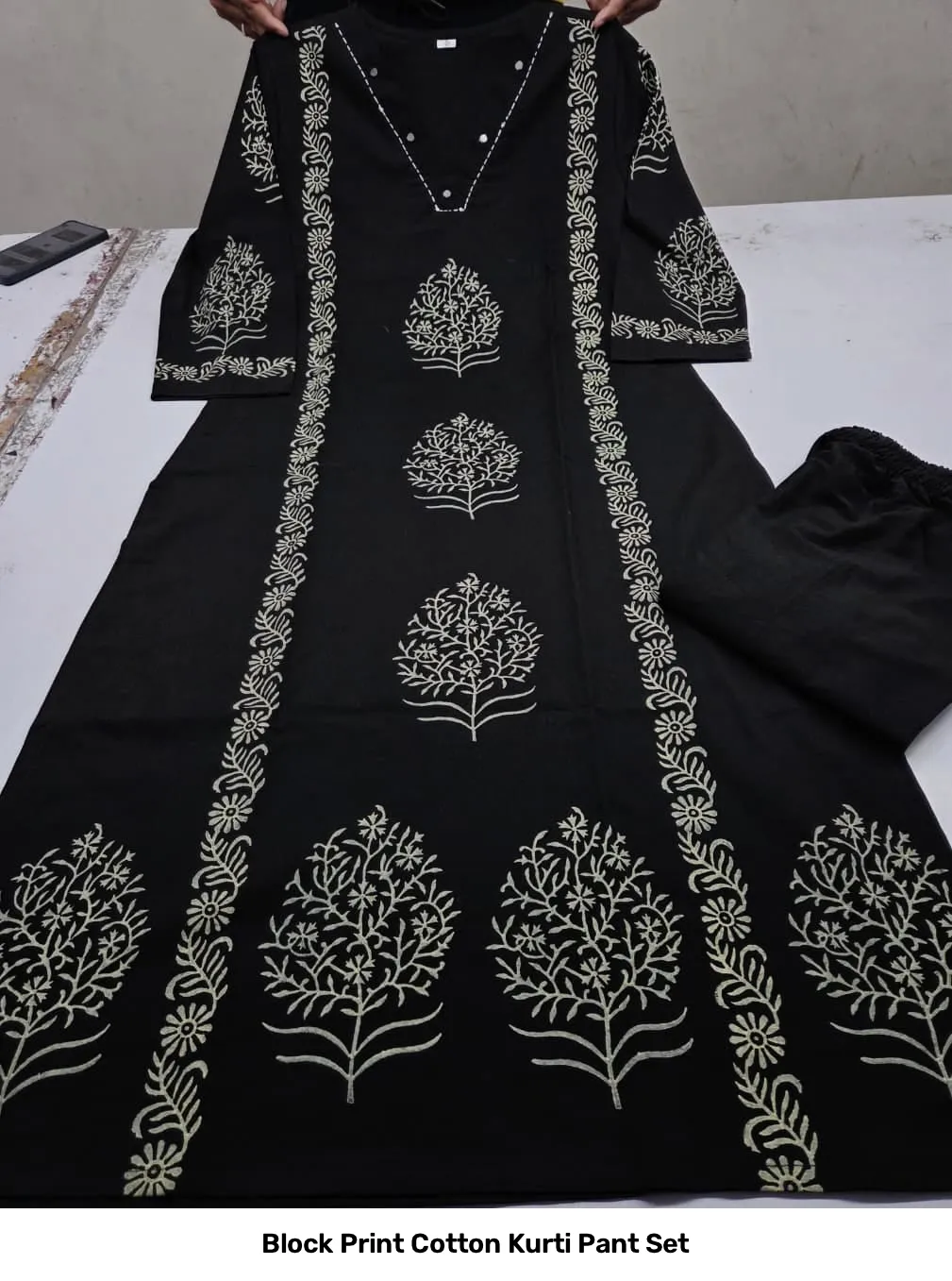Block Print Cotton Kurti Pant Set 10