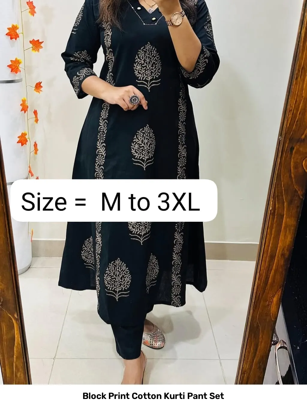 Block Print Cotton Kurti Pant Set 11