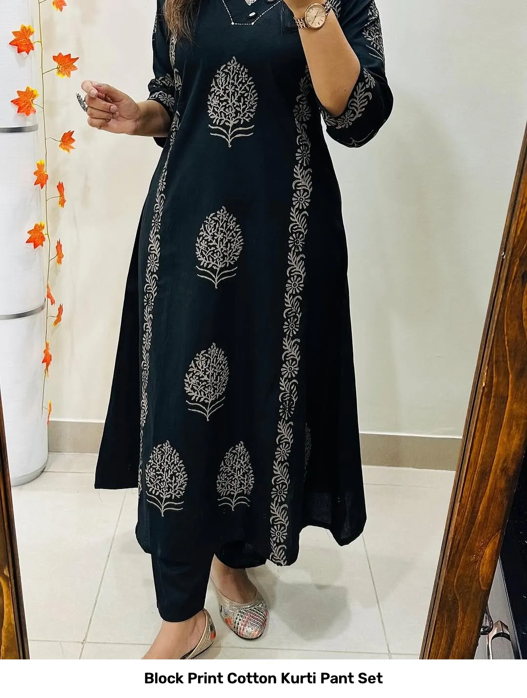Block Print Cotton Kurti Pant Set 12