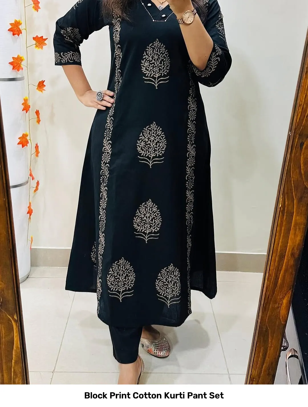 Block Print Cotton Kurti Pant Set 14