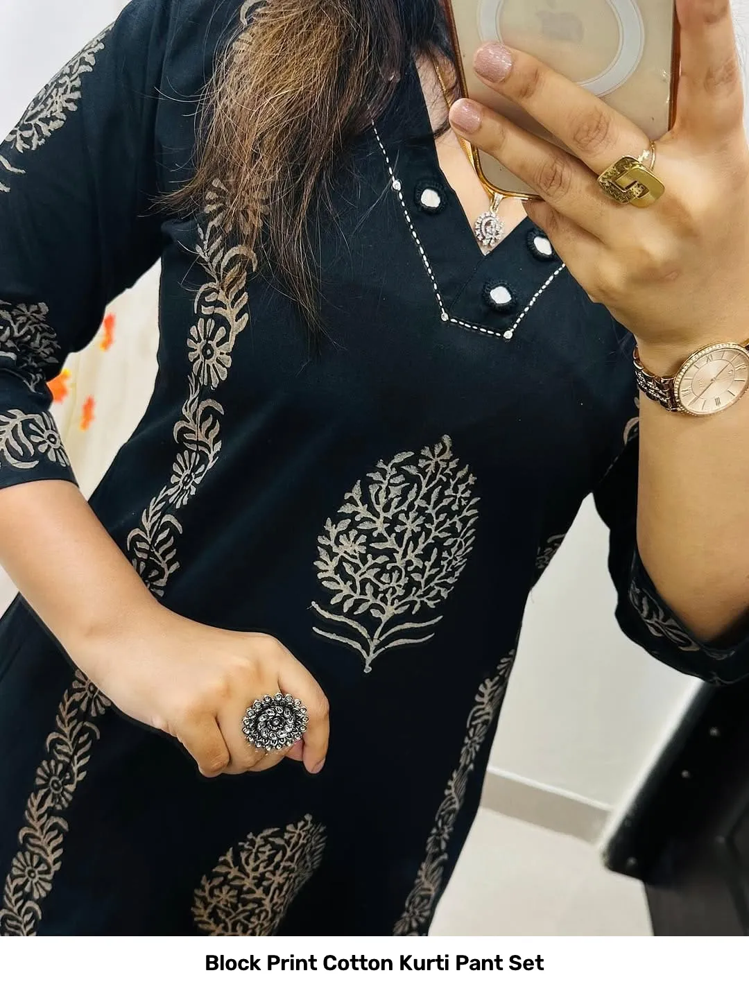 Block Print Cotton Kurti Pant Set 15