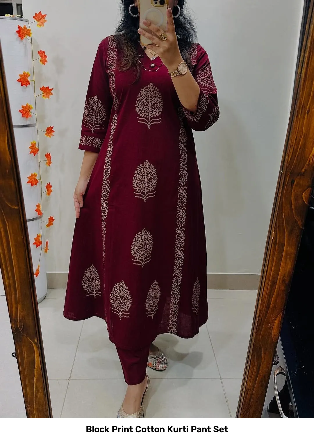 Block Print Cotton Kurti Pant Set 18