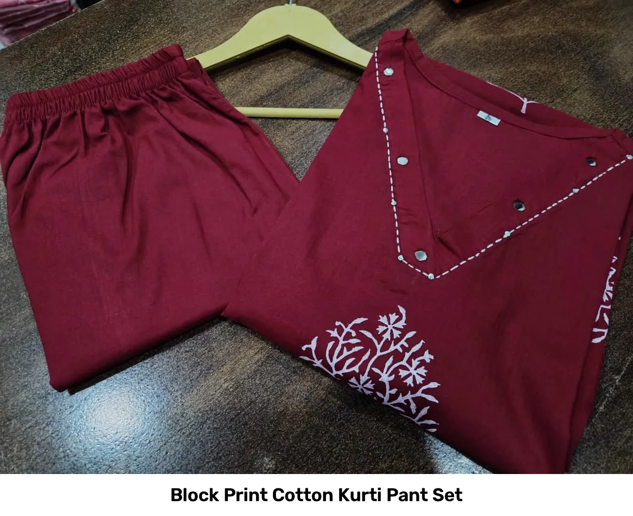 Block Print Cotton Kurti Pant Set 2