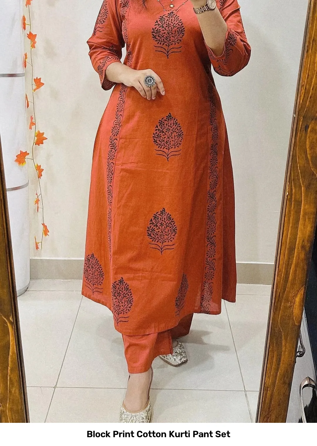 Block Print Cotton Kurti Pant Set 20