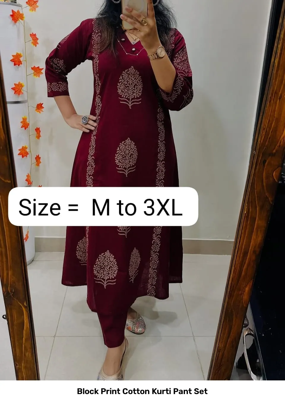 Block Print Cotton Kurti Pant Set 3