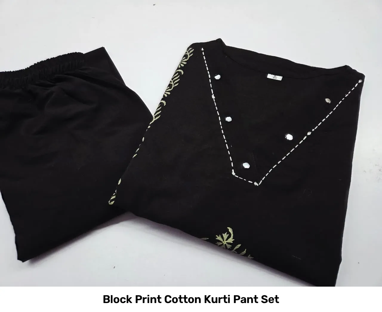 Block Print Cotton Kurti Pant Set 5