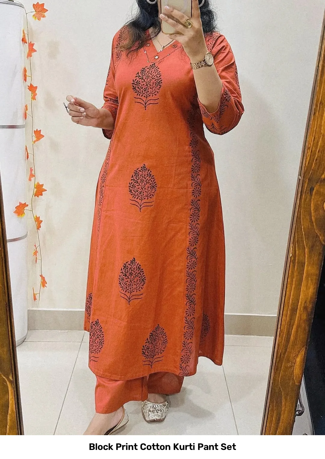 Block Print Cotton Kurti Pant Set 6